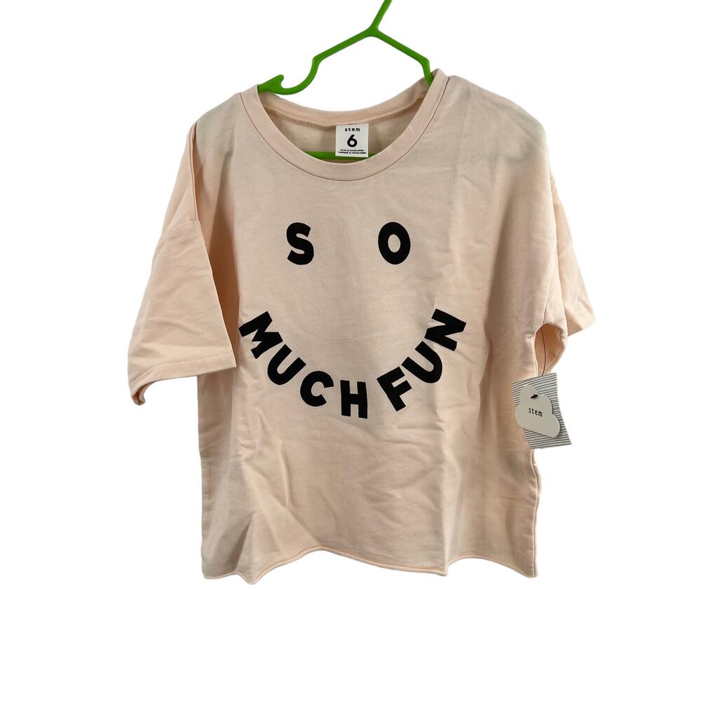 Stem Pink Boxy Tee‎ Size 6 New So Much Fun Graphic
